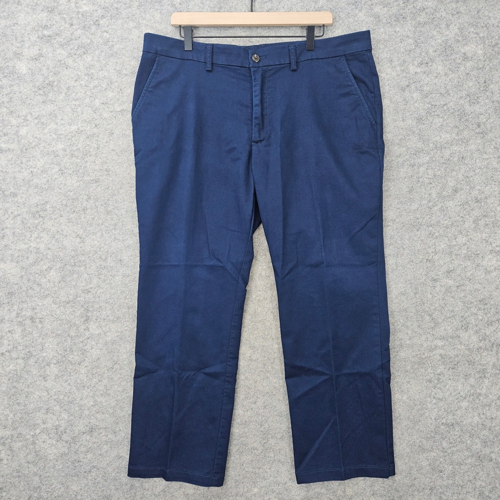 St Johns Bay Universal Easy Care Pants Men's Blue 38x29 Chino Stretch Cotton